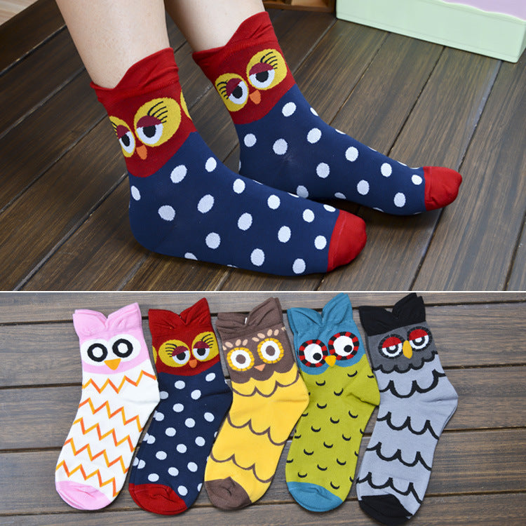 Owl cartoon female socks