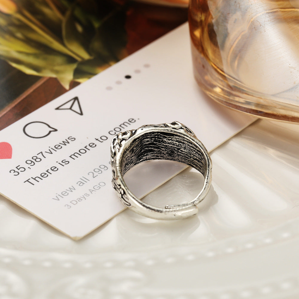 Personalized Retro Blue Eyes Owl  Ring